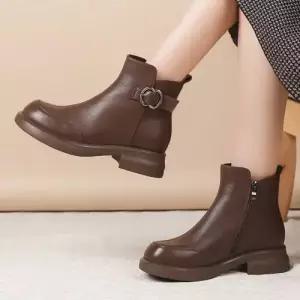 빈티지 겨울 통굽 쿠션 여성패션 옆지퍼 내피 부츠 워커 플랫워커 DL4