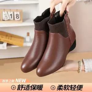 면 빈티지 추동 여성패션 웨지힐 워커 앵클부츠 플랫워커 스판 통굽 부츠 가죽 DL4