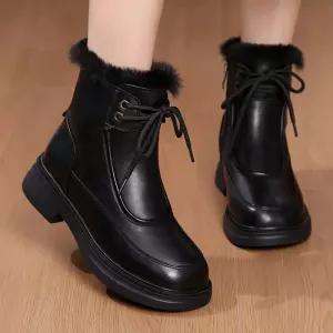 겨울 빈티지 여성패션 플랫워커 스노부츠 기모 통굽 워커 부츠 모카신 DL4