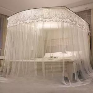 공주 침대 캐노피 북유럽 레이스 커튼 꾸미기 침실 프레임 만들기 장식