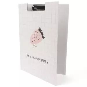 A4 화일판 딸기 체크 덮개형 클립보드 문서 서류철