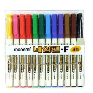 중간글씨용 네임펜 12색 세트 유성네임펜 마카펜