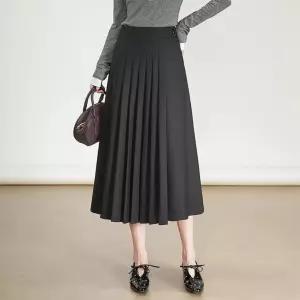 미니코코네 여친 치마 롱 가을 A라인 하이웨스트 슬림핏 플리츠 쉬폰 시폰 DOS3