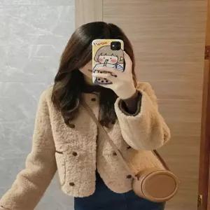 동계 라운드아우터 코트 여성패션 쇼트 라이크 램스울 모피 DL4