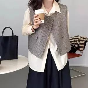 볼사스 캐주얼 여사친 조끼 아우터 민소매 나시 슬림핏 솔리드 ADOR1