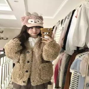 겨울 퍼 슬림핏 모피 램스울 감유 여성패션 코트 브이넥 DL4