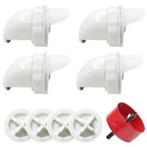 쓰레기 없는 MAFONE DIY 닭 모이통, 중력 가금류 Cups 1개)에 키트 적합한 포트(흰색 자동 구멍 톱 방수 포트 쟁기, 쓰레기통, 4개, 모이통 Mess