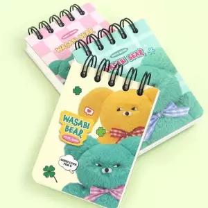 핑크풋 미니 노트 메모장 스프링 와사비베어 유선수첩