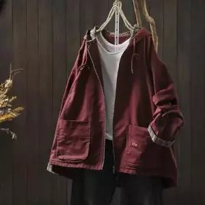 볼사스 베이지 여친 면 가을 투포켓 점퍼 잠바 트렌치 후드 코트 야구 긴팔 스트링 ADOR3