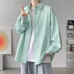 화이트 무지 루즈핏 남자줄무늬남방 남성스프라이트셔츠 오버핏