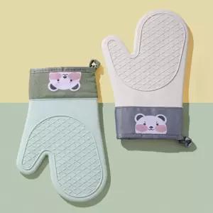 곰돌이 주방장갑 이중 보호 부엌 전자레인지 실리콘 내열 2p세트 냄비 안전 벙어리 오븐