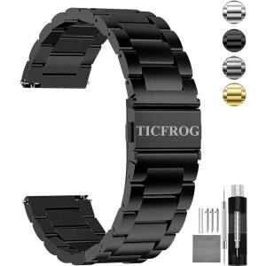 TICFROG 퀵 릴리스 스테인리스 스틸 시계줄 18mm 20mm 22mm 24mm 호환 금속 교체 시계줄 삼성 갤럭시 / 남성 가민 시계와 호환