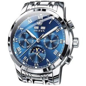 OLEVS 남성 자동 시계 셀프 와인딩 기계식 럭셔리 원피스 스테인리스 스틸 방수 손목시계 남성