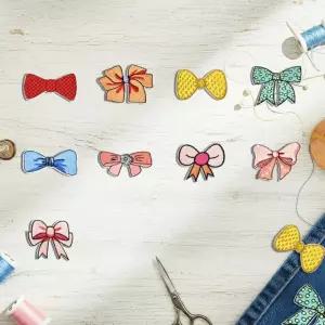 패브릭 전용 열부착 디자인 리본 와펜 패치 9개 세트