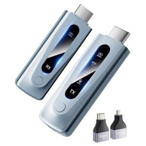 2025 업그레이드된 무선 HDMI 송신기 수신기 328FT/100M 4K 디코딩 입력 1080P 출력을 위한 플러그 앤 플레이 휴대용 5G+2.4G 무선 HDMI 익스텐더 키트 노트북 / TV 박스에서 오디오 모니터링 가능