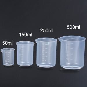 실험실 비커용 플라스틱 측정 컵, 눈금 머그잔, 주방 베이킹 용품 도구, 1 개, 4 50 ml, 500ml