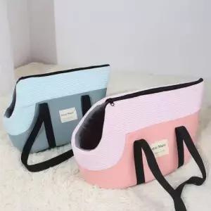 [반려] 강아지 줄무늬 슬링 숄더백 소형견 반려동물 이동가방