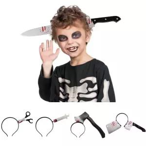 할로윈 공포 머리띠 소품 시뮬레이션 무서운 칼 도끼 가위 코스프레 머리 액세서리 파티 장식 용품