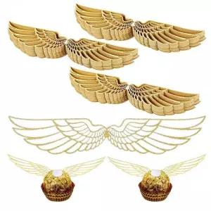 50Pcs 골드 날개 초콜릿 케이크 파티 장식 마법사 토퍼 Hollowed Wing Cupcake Toppers Snitch Wedding