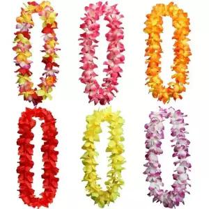 하와이 꽃 목걸이 Leis 인공 화환 해변 파티 장식 멋진 드레스 루아 결혼식 생일 코스프레