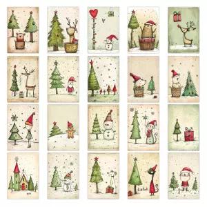 스티커가 포함된 20개 크리스마스 장식 엽서 홈 오피스 벽 예술 DIY 공예 선물 포장 카드