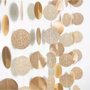 샴페인 골드 서클 도트 화환 파티 장식 배너 스트리머 결혼식 생일 EID 졸업 NYE 용품