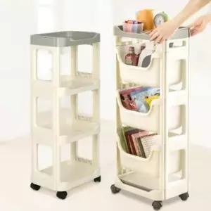 [생활] 다용도 수납 선반 바구니 플라스틱 트롤리 트레이 4단 5단 트롤리 바구니 진열선반 이동식 수납