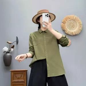 세군다 여자 가을 셔츠 블라우스 기모 클래식 긴팔 상의 카디건 캐주얼 DOS3