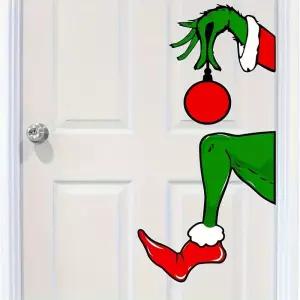 Whoville 크리스마스 장식용 방수 스티커 모피 그린 산타 레어 테마 파티 벽에 오신 것을 환영합니다