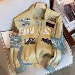 야구 자켓 재킷 점퍼 바시티 캐주얼 봄 가을 유럽과 미국의 바이크 오토바이 가죽 남여공용 공통 자수 복고