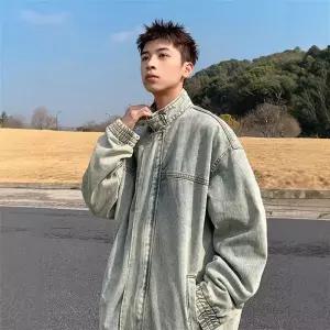 남성용 데님 센스있는 청자켓 워싱 코트 시크 루즈핏 재킷 코디 톱 DUCHI1