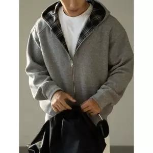 면 니트 추동 캐주얼 빈티지 남성용 카디건 집업 통기성 후드 가디건 투톤 외 혼방 데일리 다올4