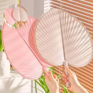 귀여운 잎모양 빅 손부채 손잡이 휴대용 튼튼 부채