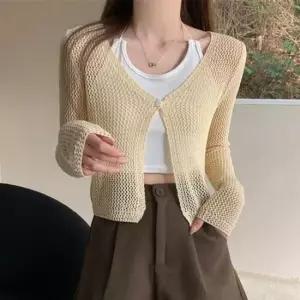 [JED] 있는 얇은 가디건 루즈핏 시스루 여름 망사 레이어드 여성 비침 긴팔 겉옷