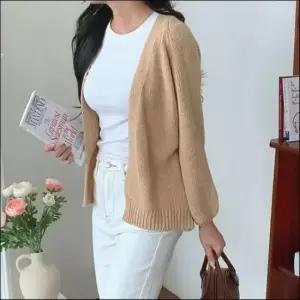 [JED] 오픈형 가을 노버튼 가디건 간절기 니트 루즈핏 여성 아우터 롱 2컬러 데일리 봄