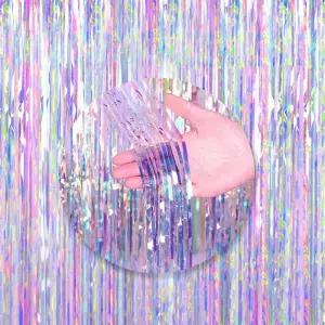 2M 파티 배경 커튼 반짝이 골드 프린지 호일 웨딩 생일 장식 성인 기념일