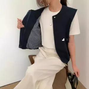 솜브레로스 여사친 캐주얼 조끼 솔리드 민소매 라운드 나시 DOS1