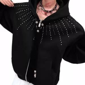 빈티지 풀오버 핫픽스 남자집업가디건 반짝이 카디건 탈부착 넥타이 후드 ible1