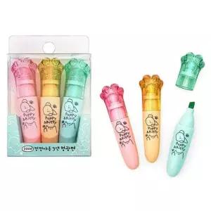 멍멍야옹 3색 형광펜세트 X8개 사인펜 팬시 단체선물