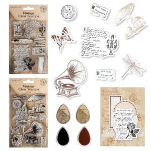 디섹크래프트 빈티지 고무 스탬프 세트 아트 스텐실 잉크 다이 컷 세트 카드 만들기 성인 여성용 스탬퍼 카드 키트 그림