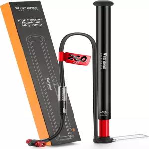 WEST 바이킹 로드 바이크 MTB를 위한 게이지 고압 260Psi 자전거 바닥 펌프 인플레이터가 장착된 업데이트