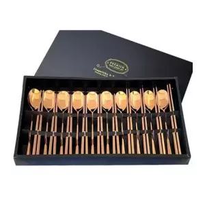 고급수저세트 스텐 10인용 로즈골드 수저세트 선물용 숟가락 젓가락