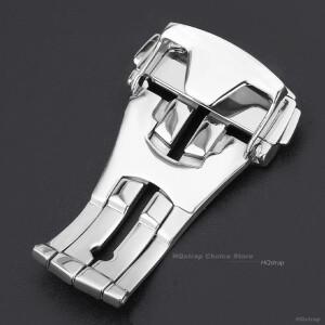 오메가 16mm 스테인레스 스틸 버클 가죽 고무 시계 밴드 걸쇠 광택 배포 용 금속 접이식