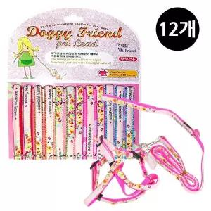 1판 랜덤발송 강아지 12개입 하트 가슴줄 세트 15mm