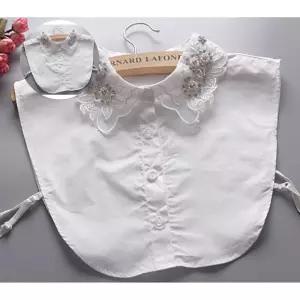 페이크목티 셔츠 큐빅 넥케이프 레이 어드 넥카라