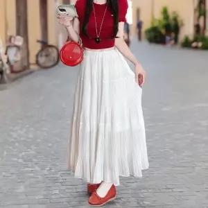 [디작소]여성 쉬폰 플리츠 하이웨스트 a라인 롱 스커트 (34447699)