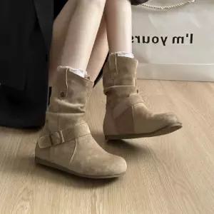 여성용 데님 빈티지 가을 워커힐 키높이 버켄 숏 부츠 서부 적층 워커 MODU3