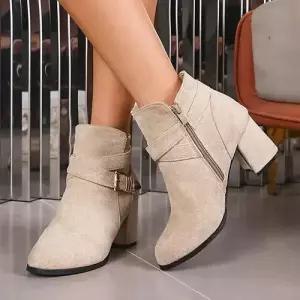 여자 옆지퍼 앵클부츠 워커 라운드넥 편안한 버클 워커힐 사각 봄가을 MODU3