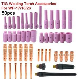 TIG 용접 토치 가스 렌즈 WP17 WP26 백 캡 콜릿 및 바디 예비 키트 내구성 실용적인 액세서리 50 개