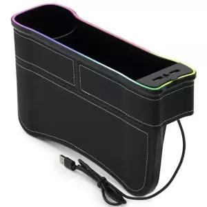 ( )차량용 컵홀더 무드등 USB 수납함 QC3.0 C80 사이드포켓 충전기 멀티 틈새 보조석